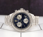 Breitling 38mm Colt Chronograph 6ct Iced Out Blue Dial Men's Watch A53035